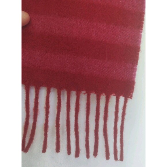 Meg Cohen 100% Cashmere Made in England Long Scarf - Red Fuchsia Stripe 108x5" - Picture 10 of 10